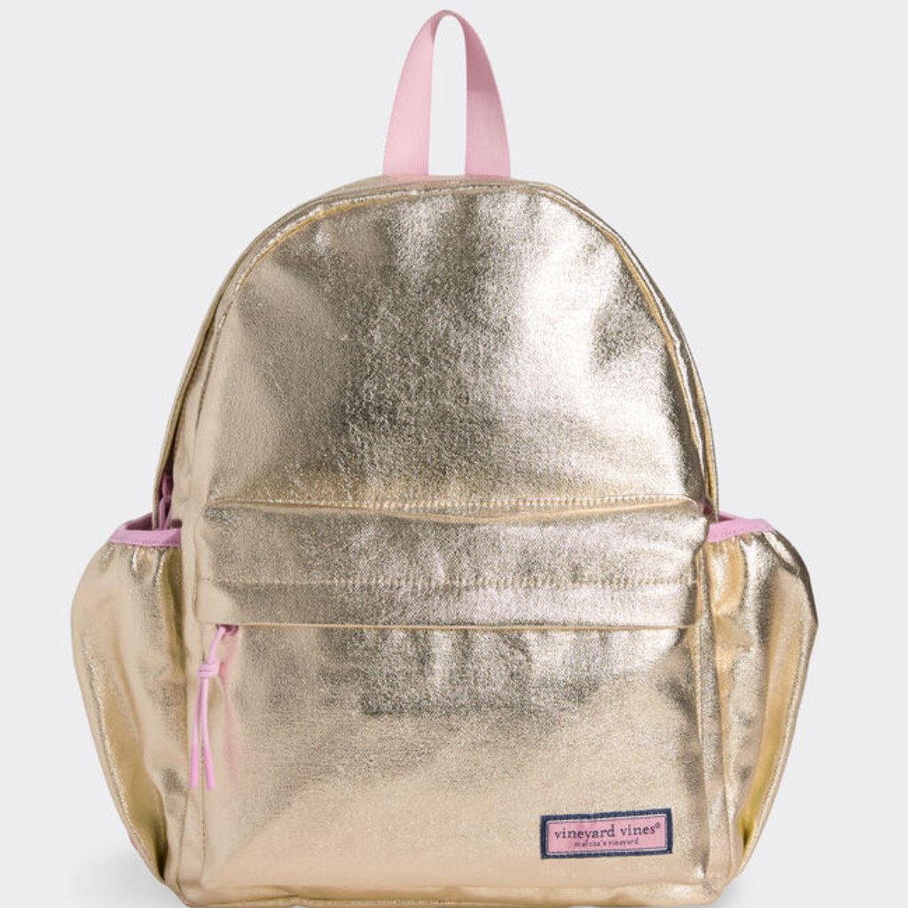 Vineyard Vines Shiney Gold Fabric Backpack With Bling! New With Tags Last One